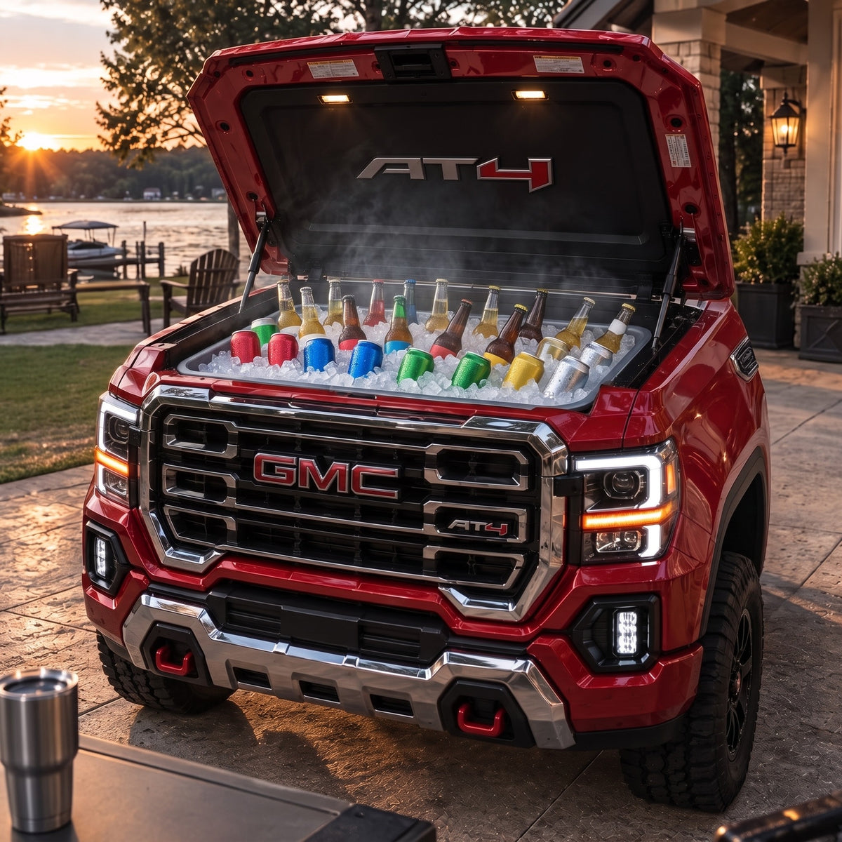 Bumper BBQ Truck Hood Cooler — Red (AT4)