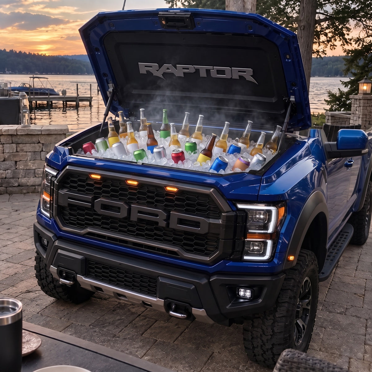 Bumper BBQ Truck Hood Cooler — Blue (Raptor)