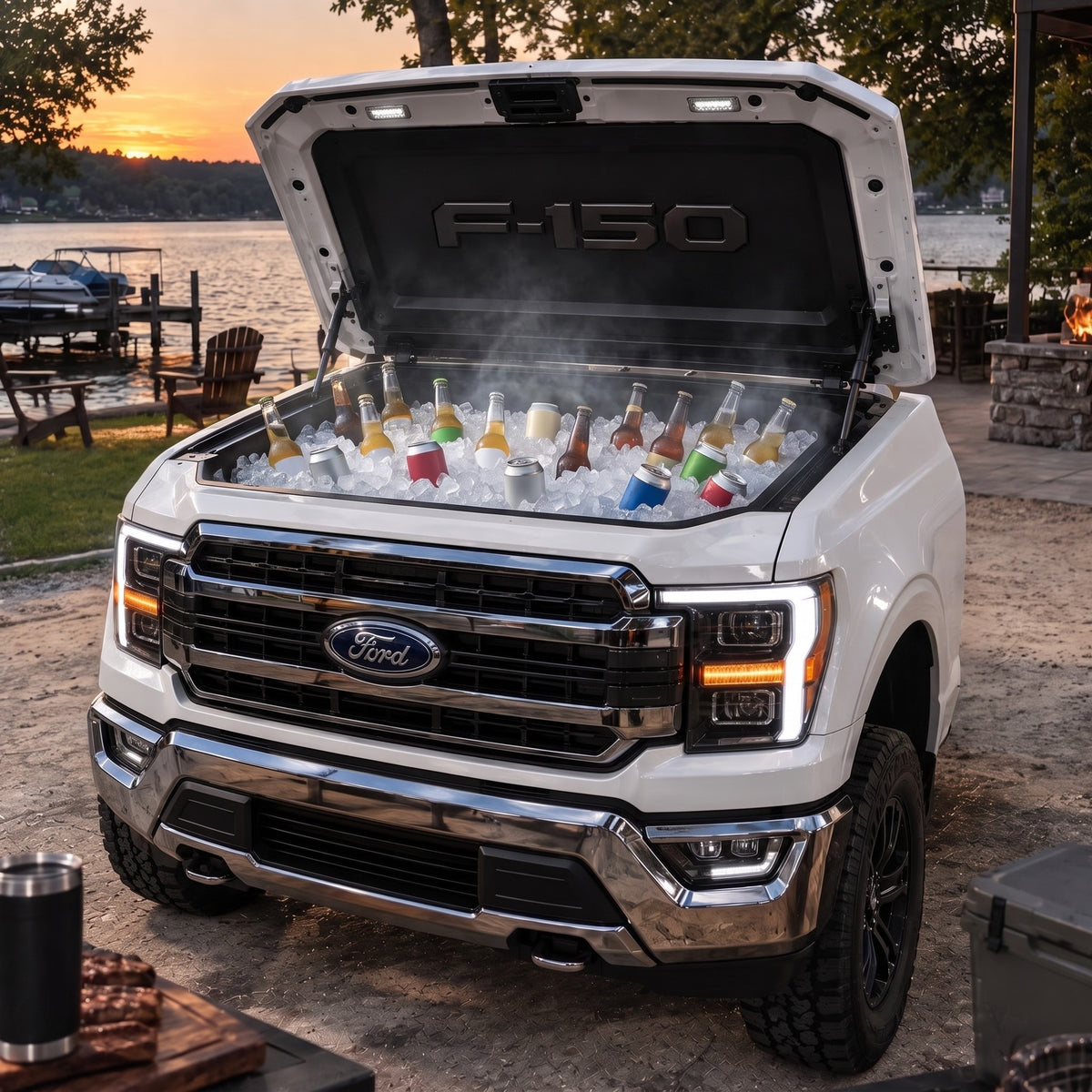Bumper BBQ Truck Hood Cooler — White (F150)