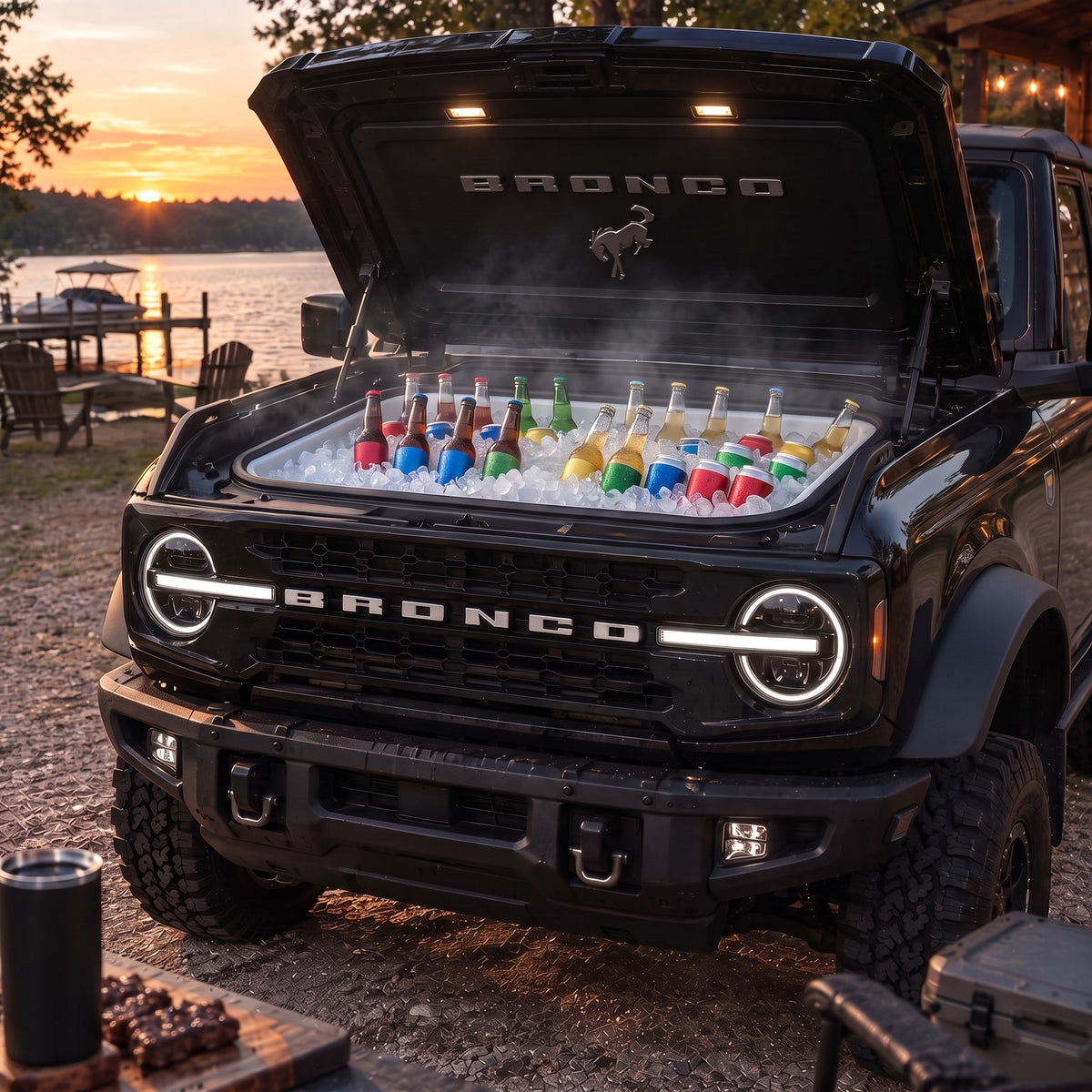 Bumper BBQ Truck Hood Cooler — Black (Bronco)