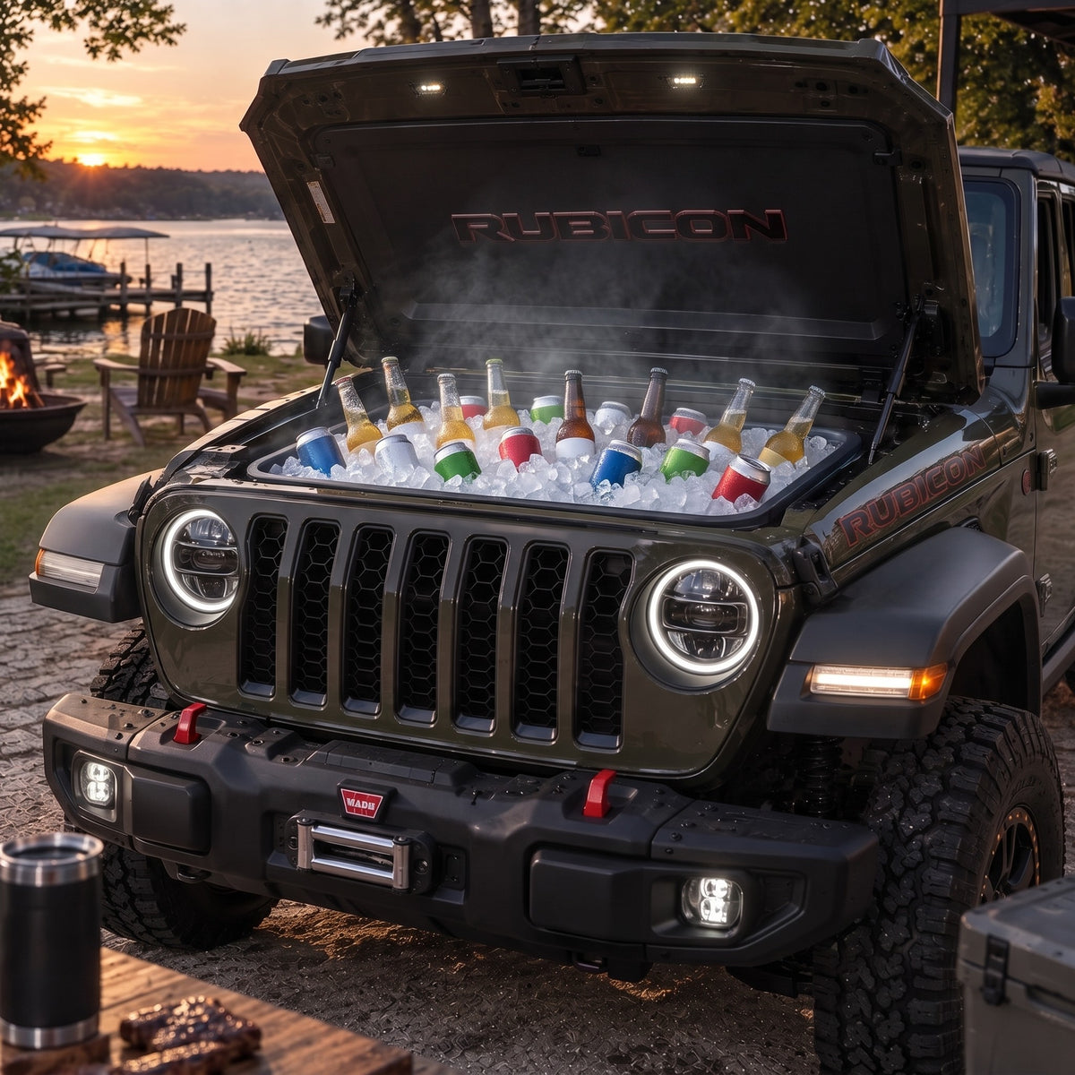 Bumper BBQ Truck Hood Cooler — Green (Rubicon)