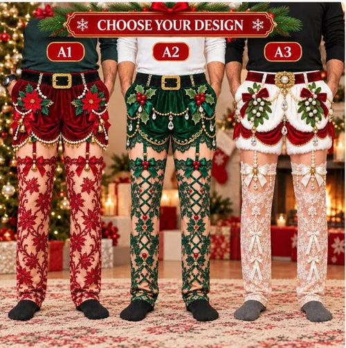 JollyPants Christmas elf pants in red, green and white
